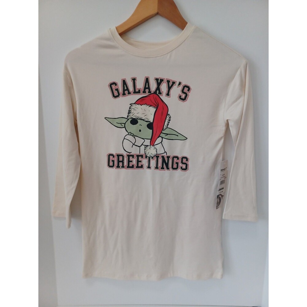 Star Wars Christmas Girls 6/6X Shirt Dressโ Long Sleeve Yoda Galaxy Greetings